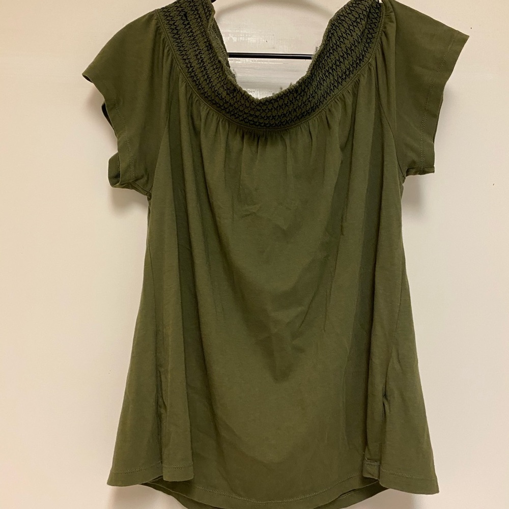 Off the Shoulders Green Top